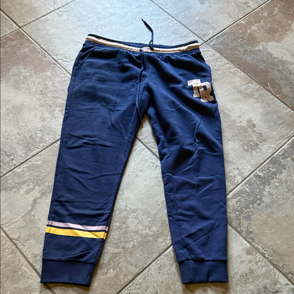 True Religion Navy Joggers with Striped Accents